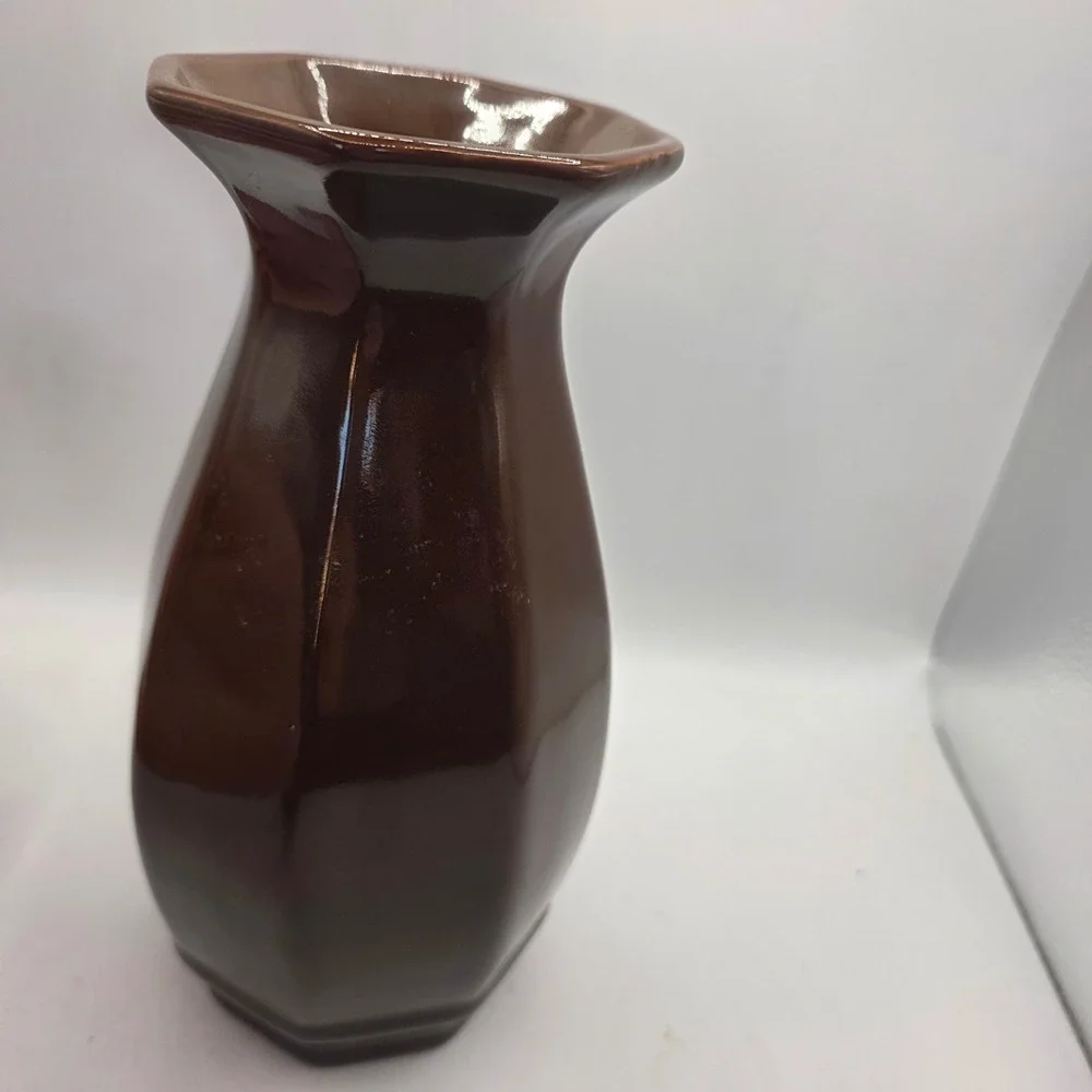 Vintage Royal Haeger Dundee Illinois Brown Glazed Art Pottery Vase Original Labe